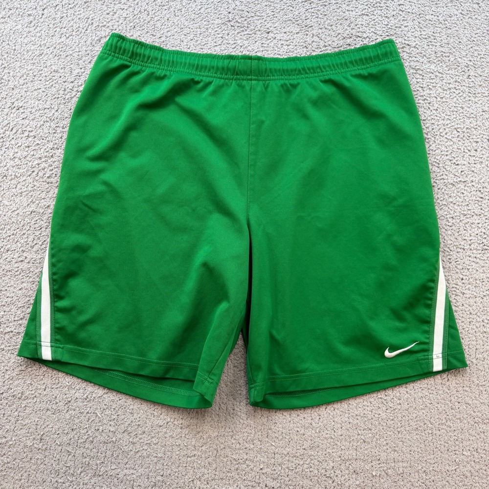 Nike Mens Green White Side Stripe Athletic Training Shorts Size L 376007-302